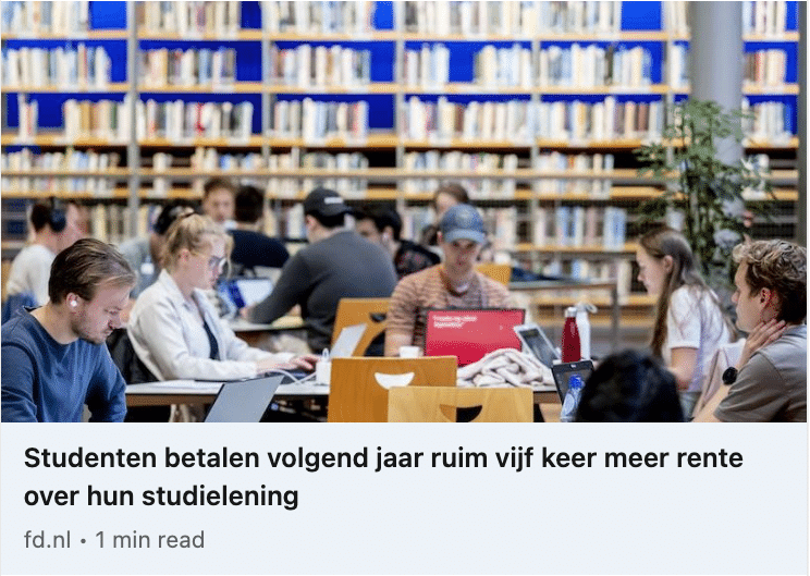Studenten betalen volgend jaar ruim vijf keer meer rente over hun studielening